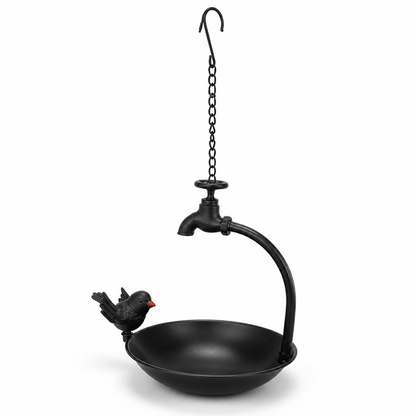 Hanging Bird Feeder Vintage Faucet Design Iron Weather Resistant