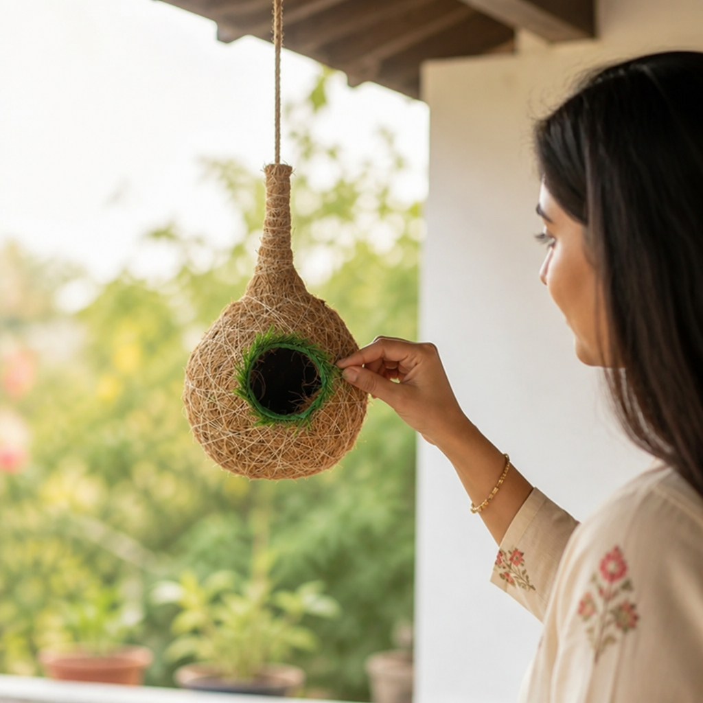 Hanging Bird Nest Coconut Fiber Weather-Resistant Biodegradable