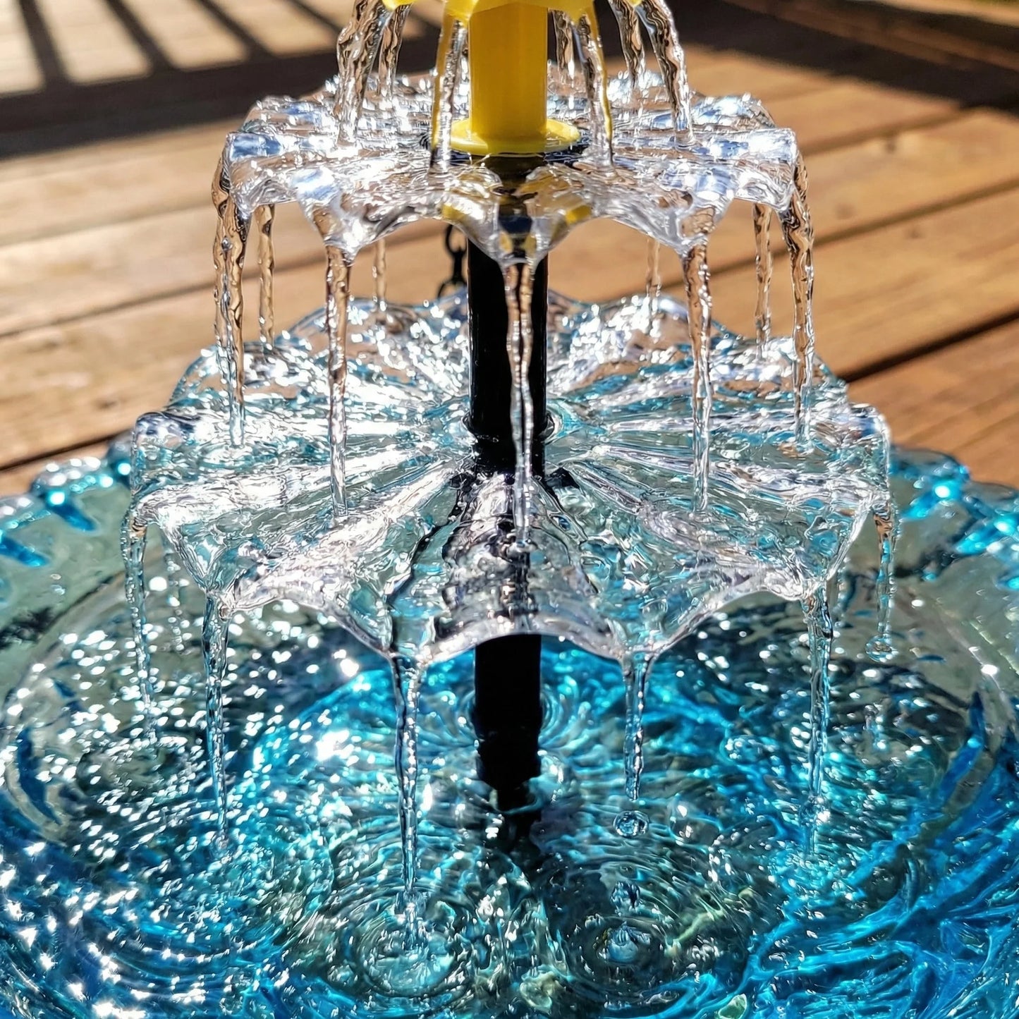 Hanging Birdbath Fountain Solar-Powered Two-Stage Glass Bowl