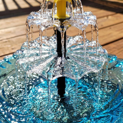 Hanging Birdbath Fountain Solar-Powered Two-Stage Glass Bowl