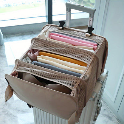 Hanging Garment Bag Foldable Four Compartments Mesh Inserts