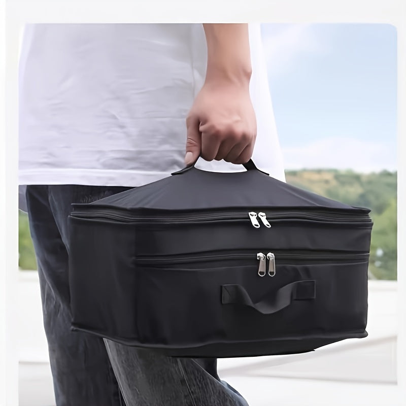 Hanging Garment Bag Foldable Four Compartments Mesh Inserts