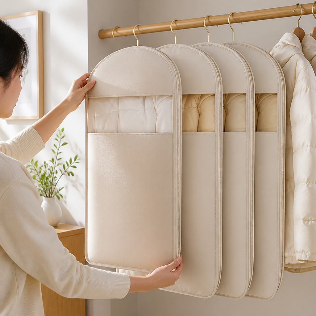 Hanging Garment Organizer Self-Compressing Waterproof PEVA Holds 10 Garments