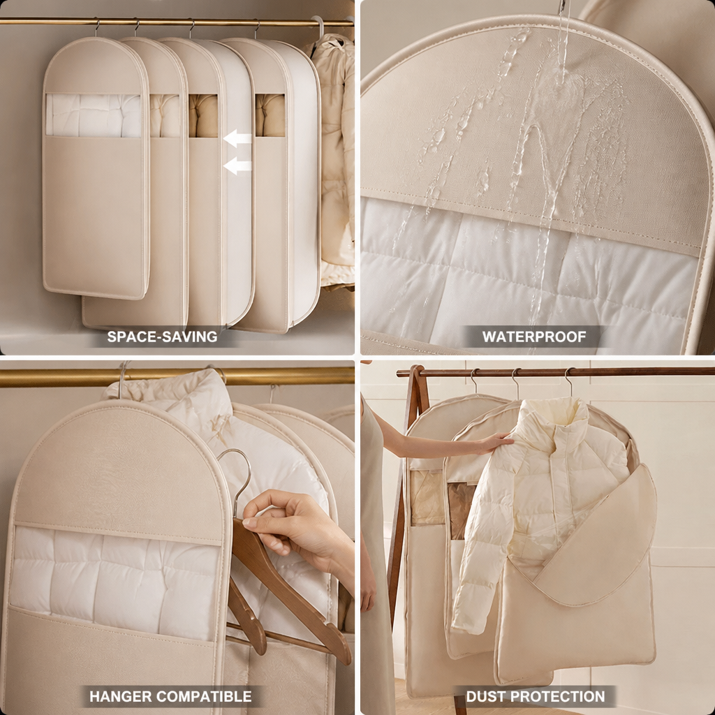 Hanging Garment Organizer Self-Compressing Waterproof PEVA Holds 10 Garments