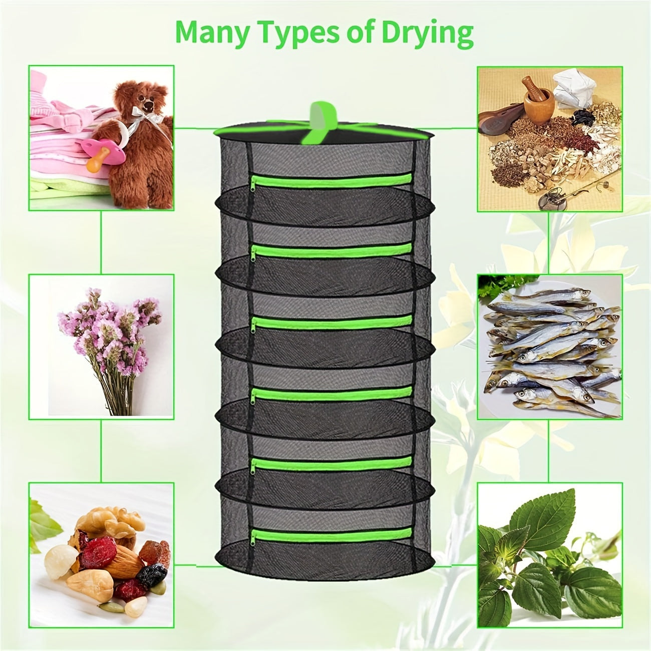Hanging Herb Drying Rack Foldable Breathable Mesh Space-Saving
