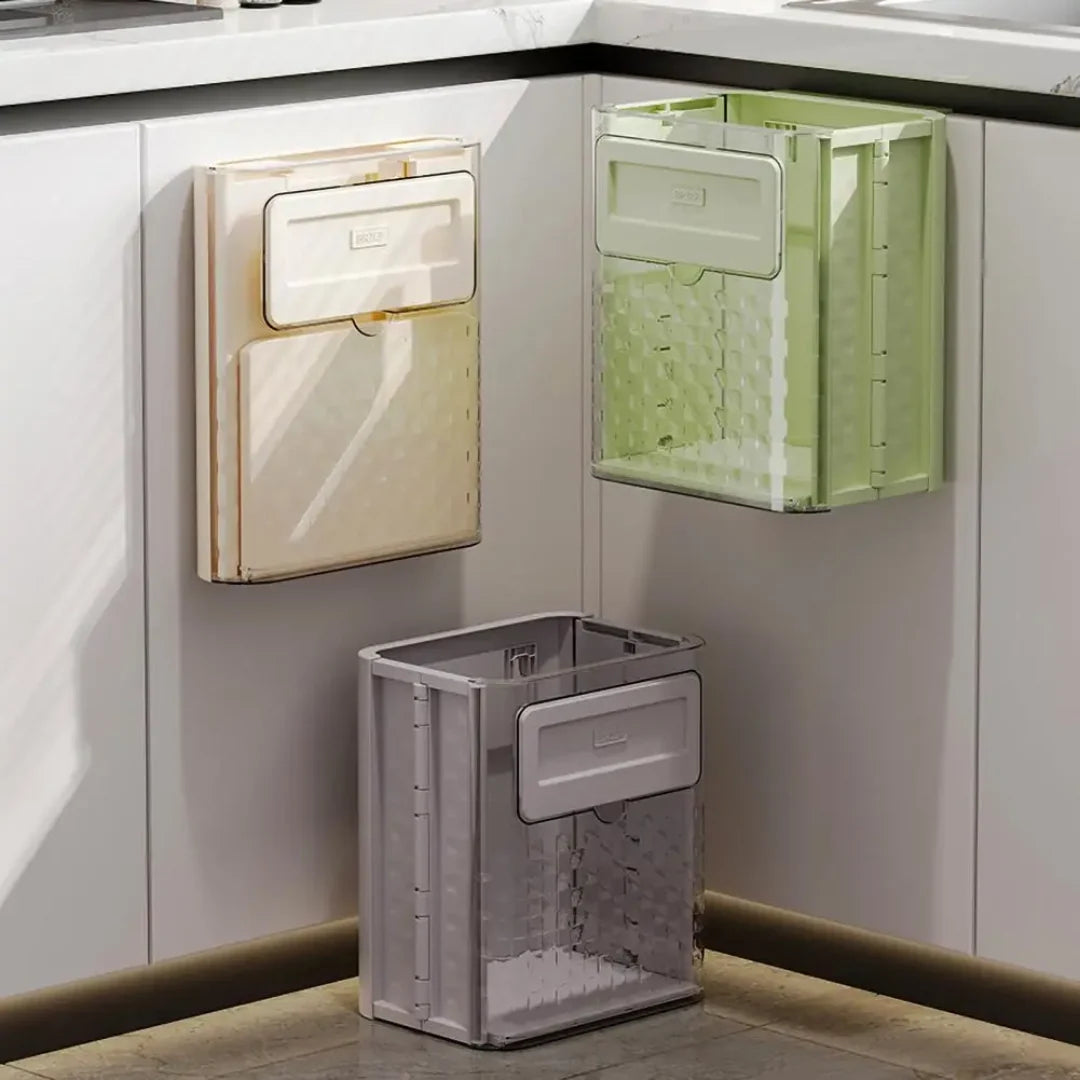 Hanging Trash Can Foldable Space-Saving Tool-Free Installation