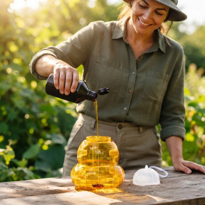 Hanging Wasp Trap Chemical-Free & Reusable One-Way Entry