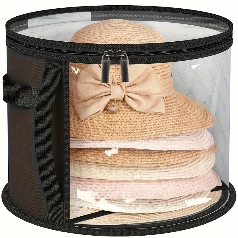 Hat Box Extra-Large Wide-Brim Transparent Window & Double Zipper
