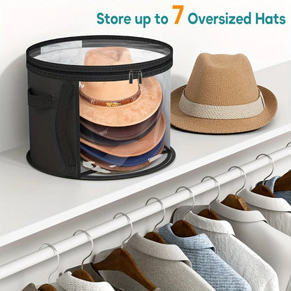 Hat Box Extra-Large Wide-Brim Transparent Window & Double Zipper