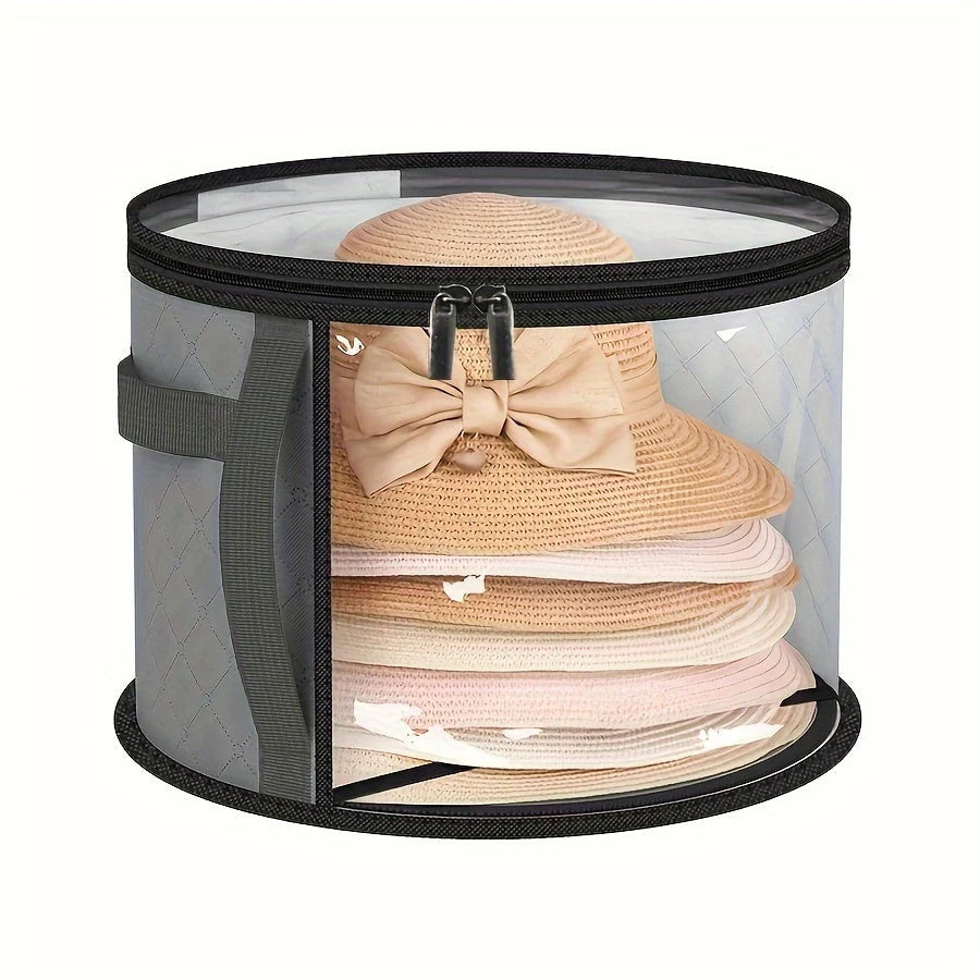 Hat Box Extra-Large Wide-Brim Transparent Window & Double Zipper