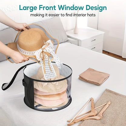 Hat Box Extra-Large Wide-Brim Transparent Window & Double Zipper