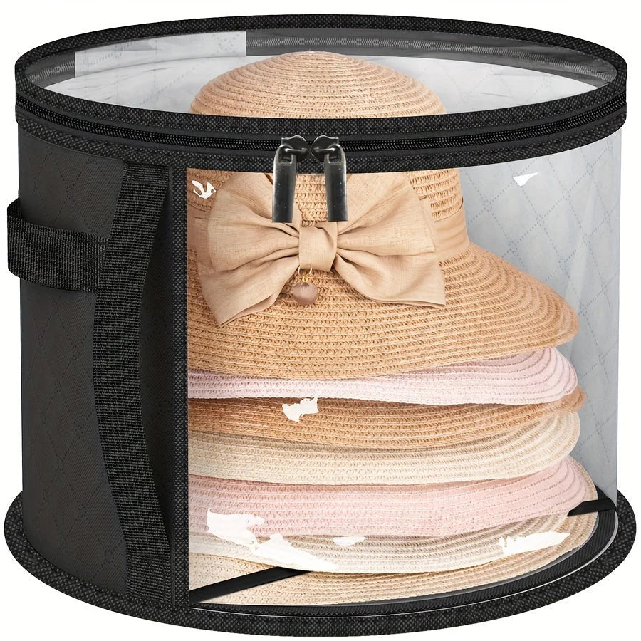 Hat Box Extra-Large Wide-Brim Transparent Window & Double Zipper