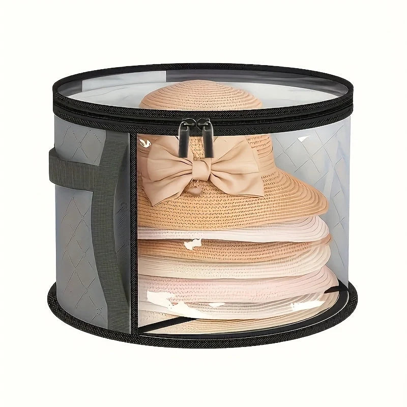 Hat Box Extra-Large Wide-Brim Transparent Window & Double Zipper