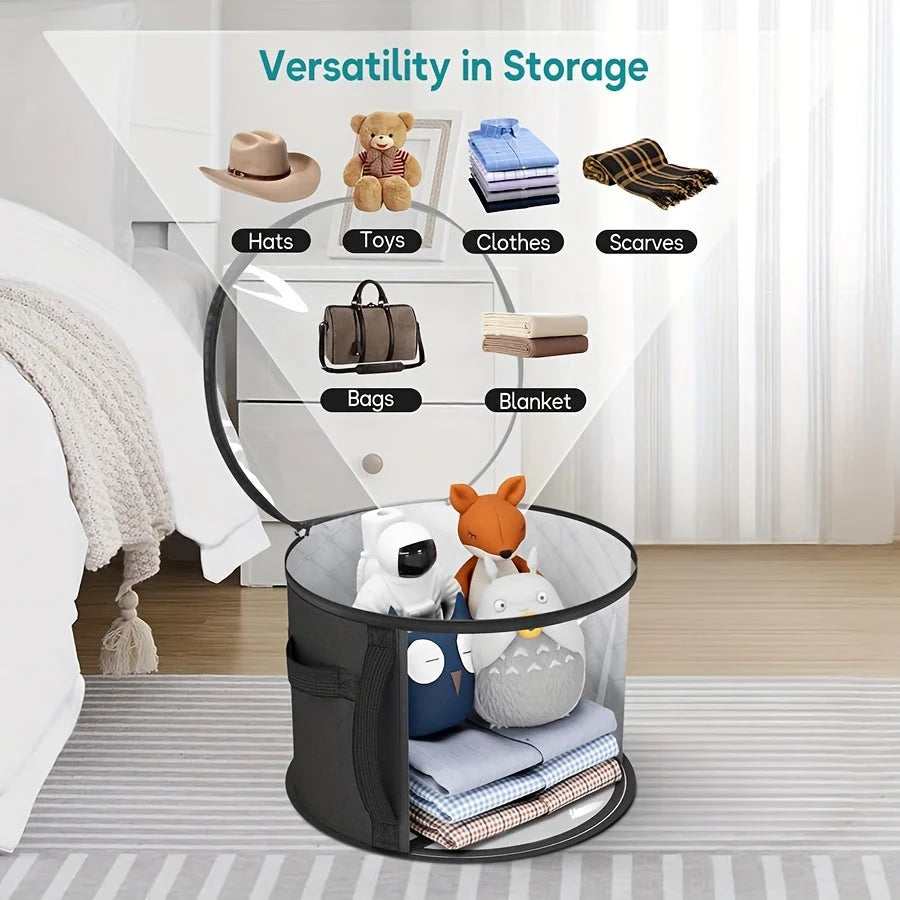 Hat Box Extra-Large Wide-Brim Transparent Window & Double Zipper