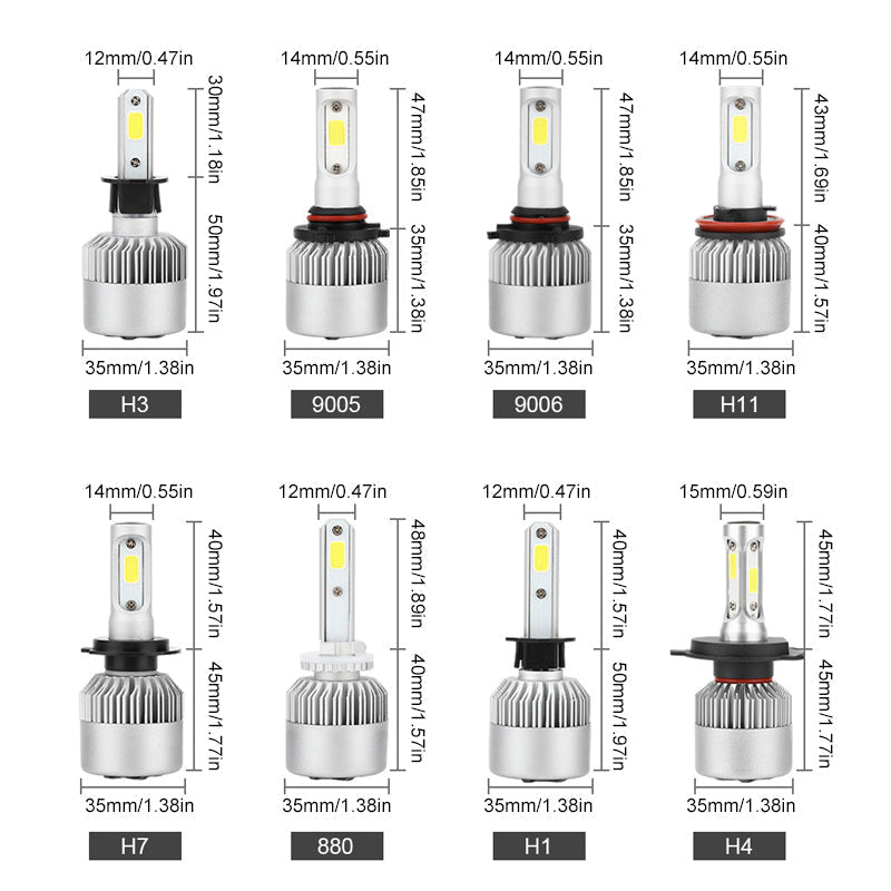 Headlight Bulb COB LED 8000 Lumens Fan-Cooled