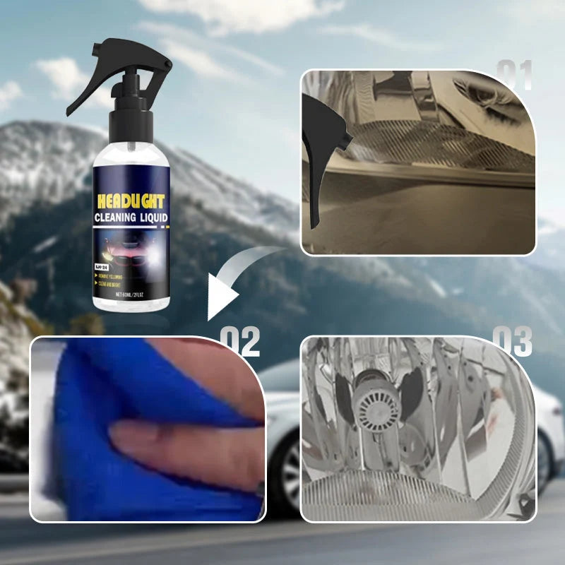 Headlight Cleaner Removes Haze & Yellowing UV Protective Sealant
