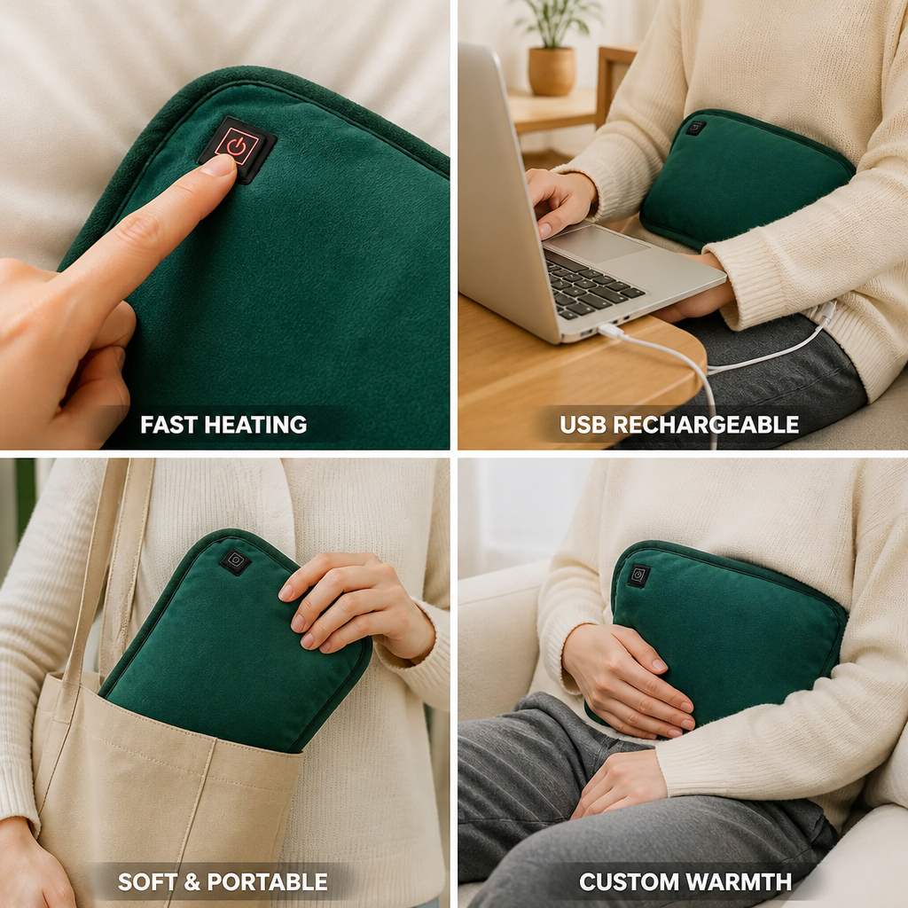 Heating Pad USB Rechargeable Fast Heating Adjustable Levels