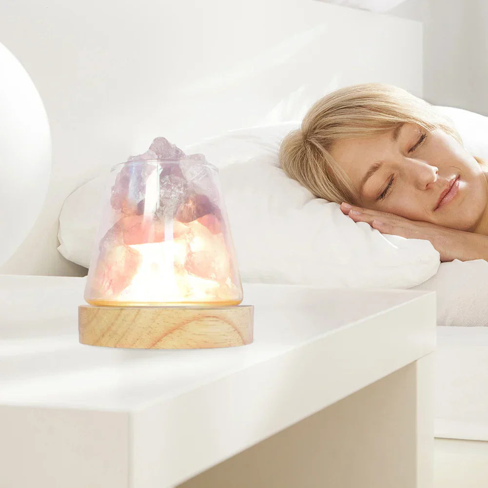 Himalayan Salt Lamp Integrated Diffuser Rechargeable LED Night Light