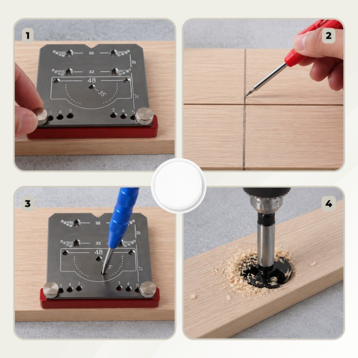 Hinge Drilling Template Adjustable Aluminum Precision Clamp