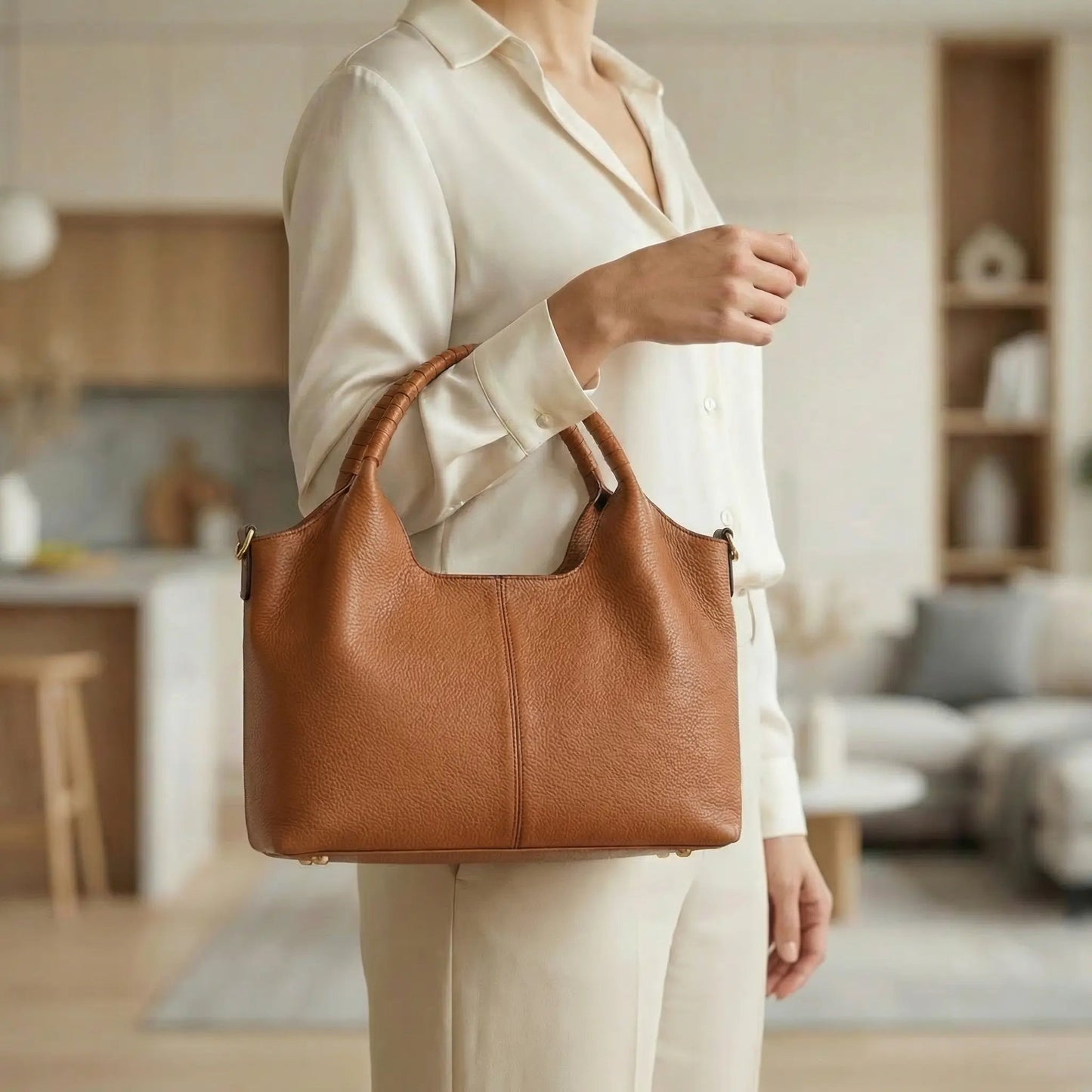 Hobo Bag Soft Faux Leather Organized Interior Adjustable Strap