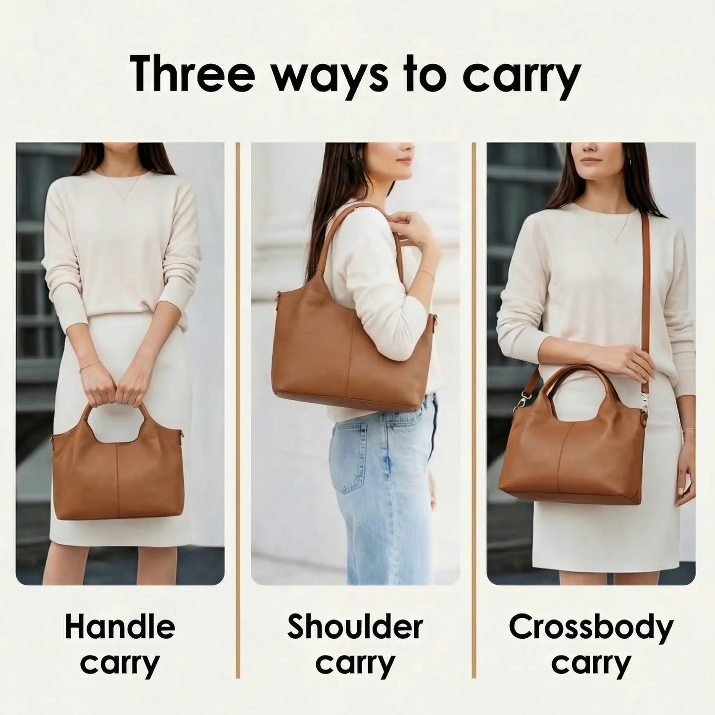 Hobo Bag Soft Faux Leather Organized Interior Adjustable Strap