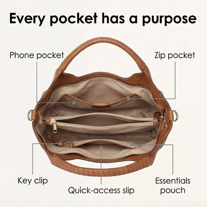 Hobo Bag Soft Faux Leather Organized Interior Adjustable Strap