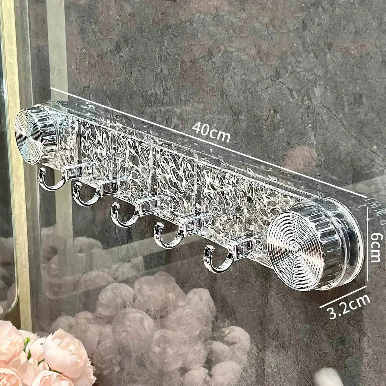 Hook Rail Drill-Free Suction Mount 5 Hooks & Reusable