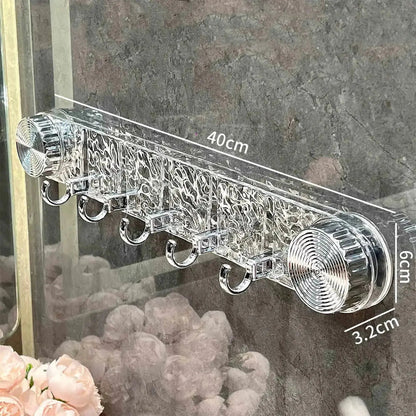Hook Rail Drill-Free Suction Mount 5 Hooks & Reusable