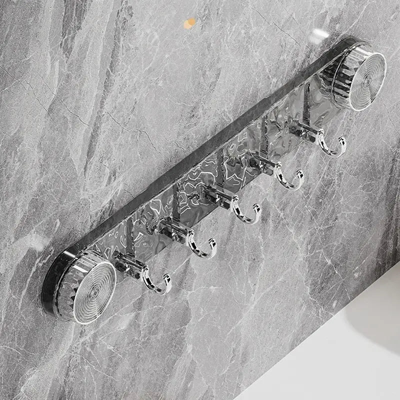 Hook Rail Drill-Free Suction Mount 5 Hooks & Reusable