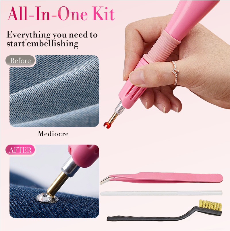 Hotfix Applicator Kit Fast-Heating 7 Tips Stand & Tweezers