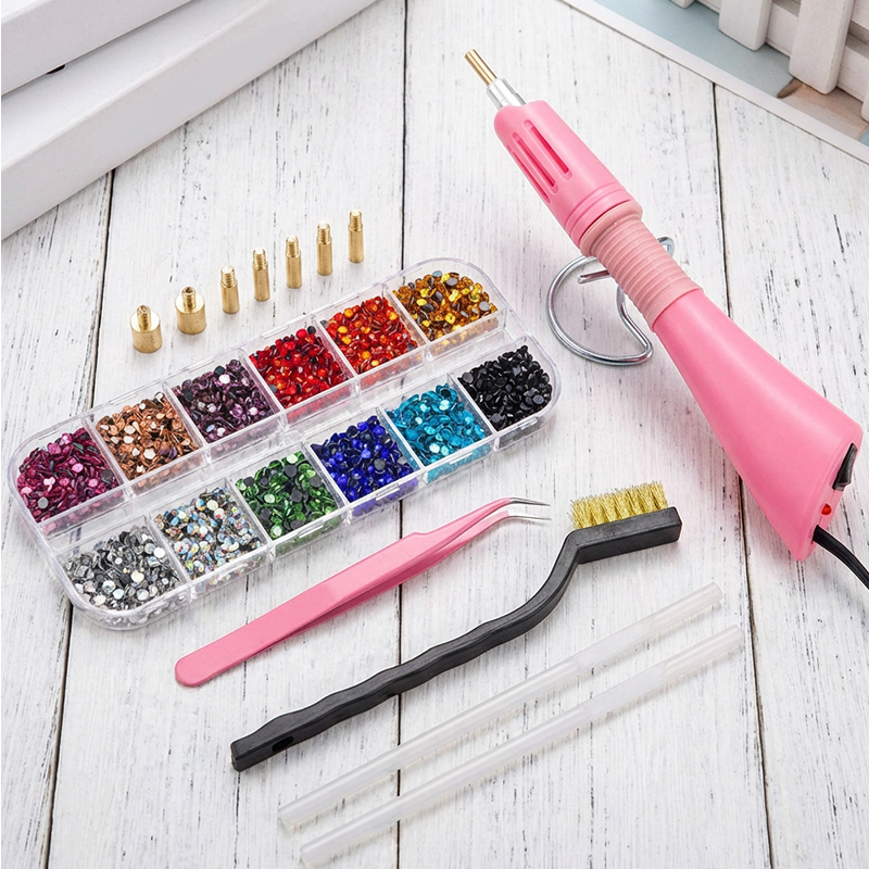 Hotfix Applicator Kit Fast-Heating 7 Tips Stand & Tweezers
