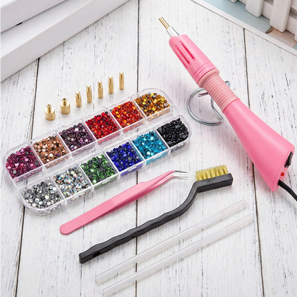 Hotfix Applicator Kit Fast-Heating 7 Tips Stand & Tweezers