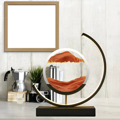 Hourglass Lamp Rotating Sand Sculpture & Dimmable LED