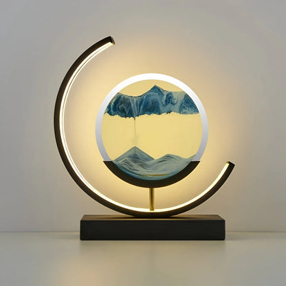 Hourglass Lamp Rotating Sand Sculpture & Dimmable LED