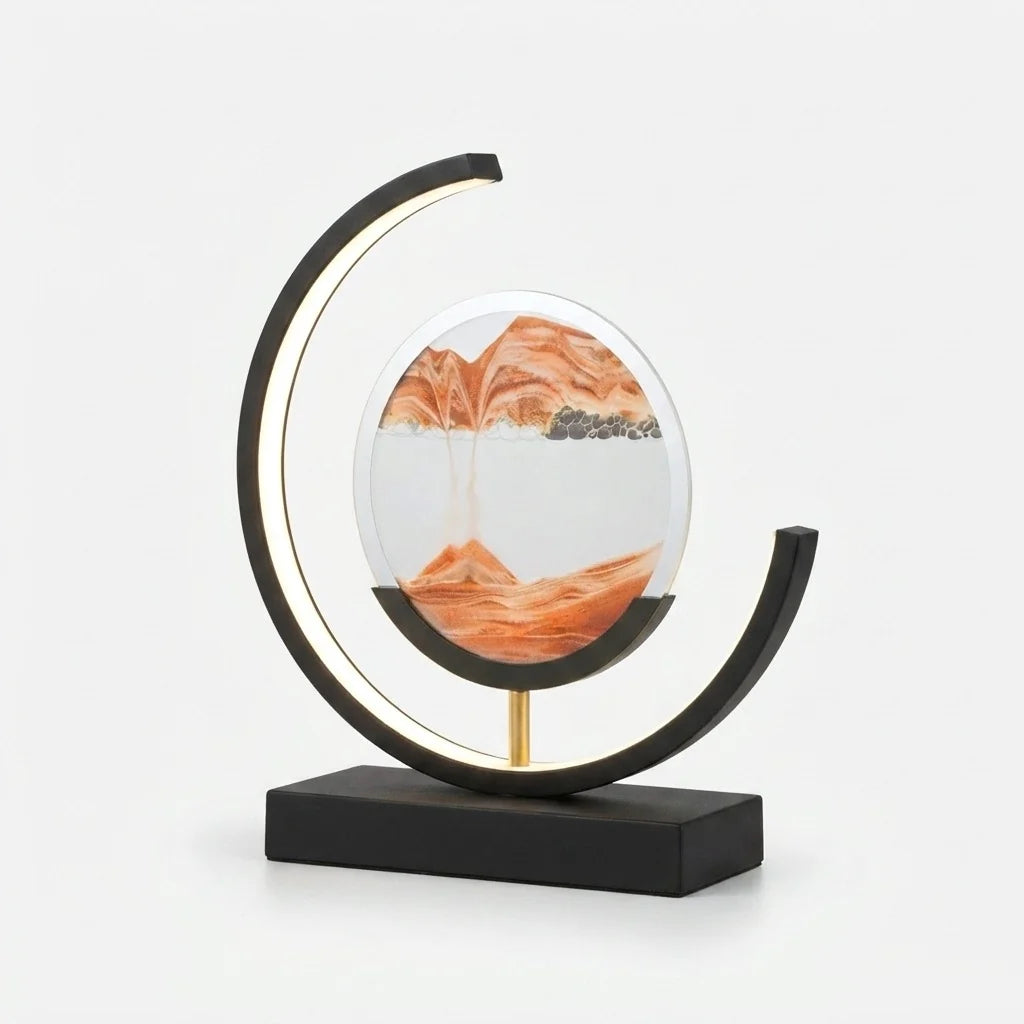 Hourglass Lamp Rotating Sand Sculpture & Dimmable LED