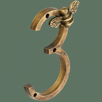 House Number Sign Handcrafted Bee Weather-Resistant Metal Screw-Mount