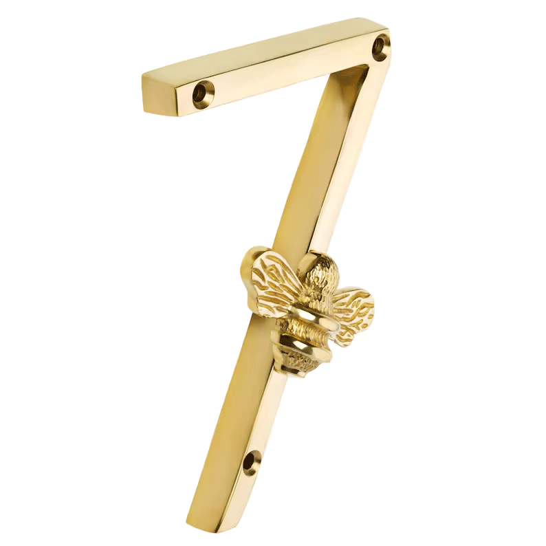 House Number Sign Handcrafted Bee Weather-Resistant Metal Screw-Mount
