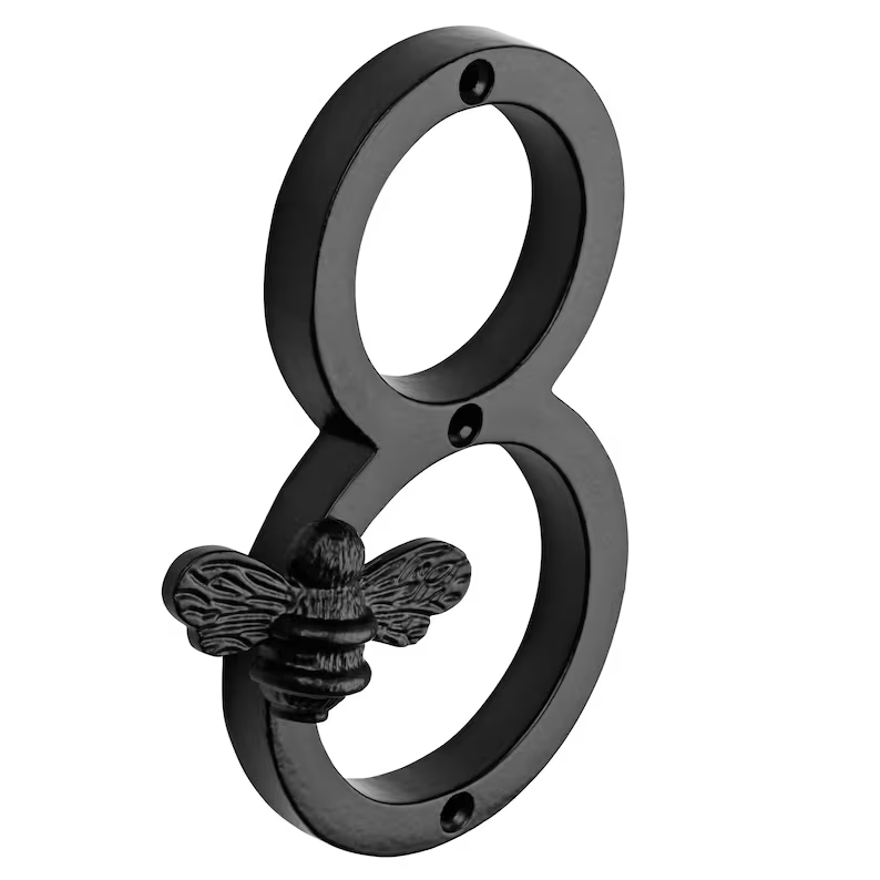 House Number Sign Handcrafted Bee Weather-Resistant Metal Screw-Mount