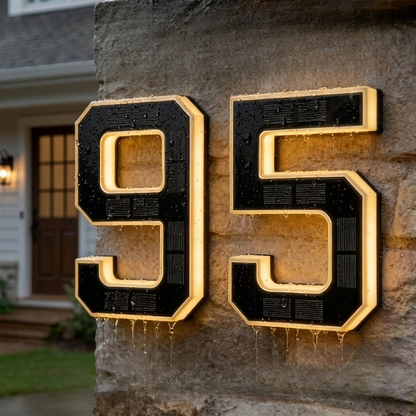 House Number Sign Solar-Powered Automatic LED Weatherproof