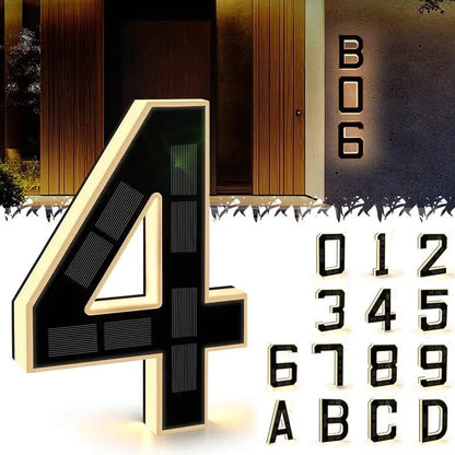 House Number Sign Solar-Powered LED Weatherproof