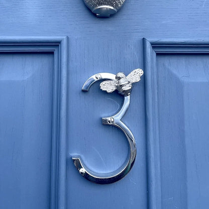 House Number Sign Weatherproof Metal Bee Motif 5 Inch