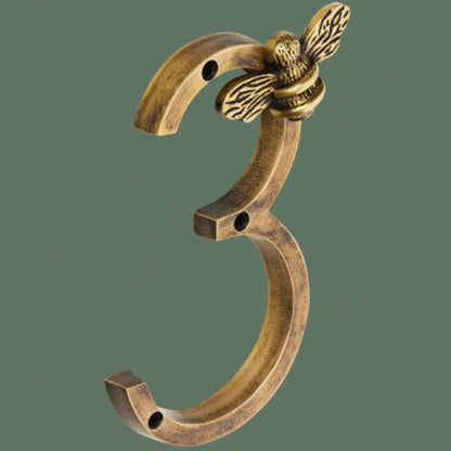 House Number Sign Weatherproof Metal Bee Motif 5 Inch