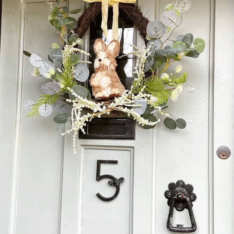 House Number Sign Weatherproof Metal Bee Motif 5 Inch