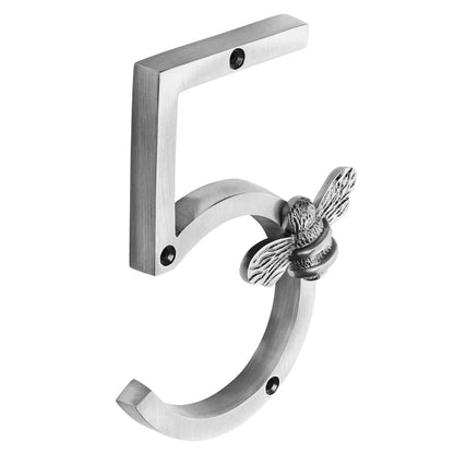 House Number Sign Weatherproof Metal Bee Motif 5 Inch