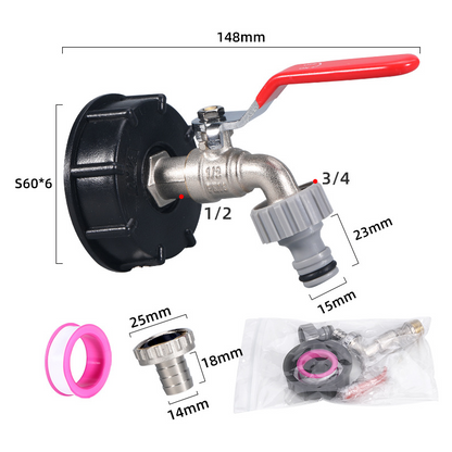 IBC Tank Faucet Brass Quick Connect & Flow Control