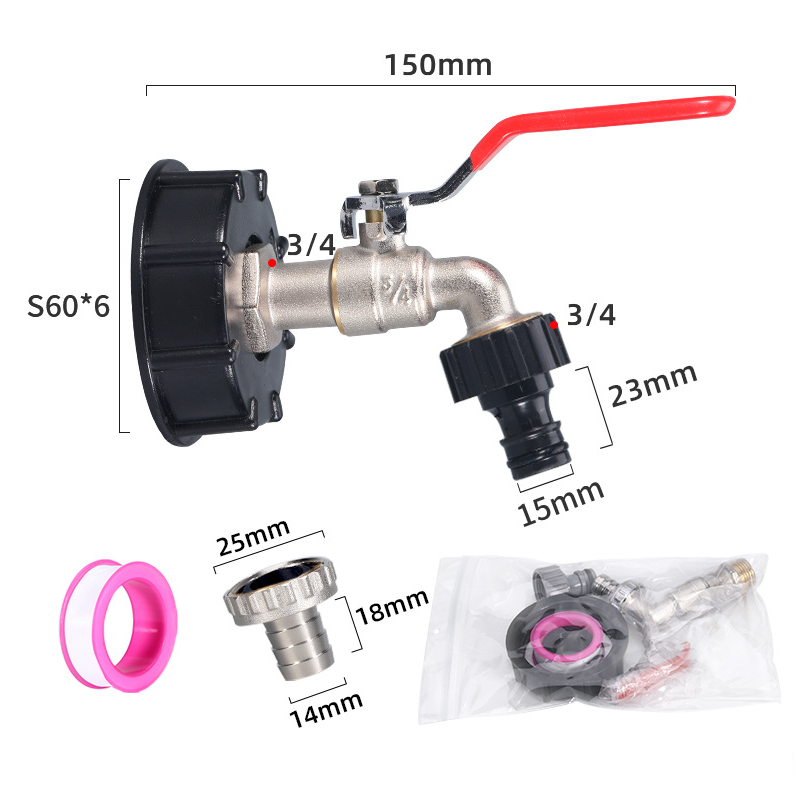 IBC Tank Faucet Brass Quick Connect & Flow Control