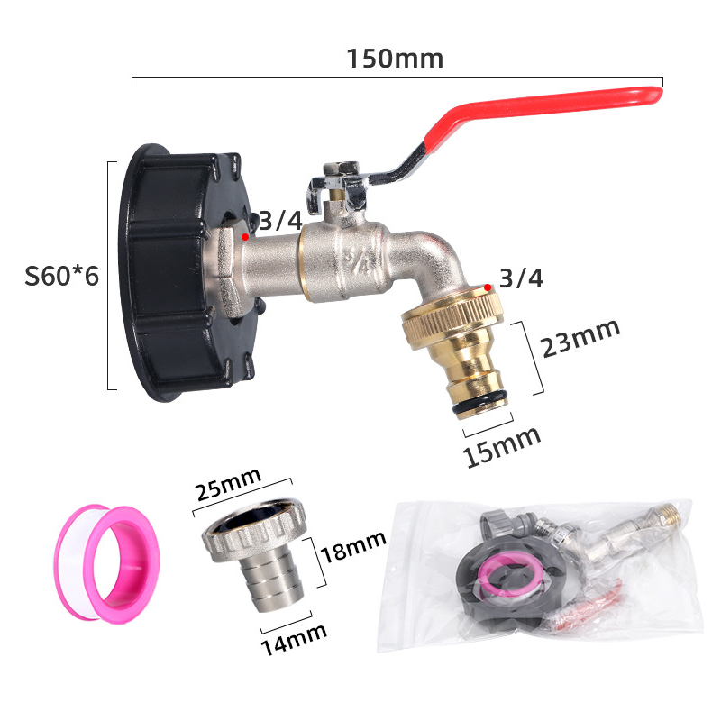 IBC Tank Faucet Brass Quick Connect & Flow Control