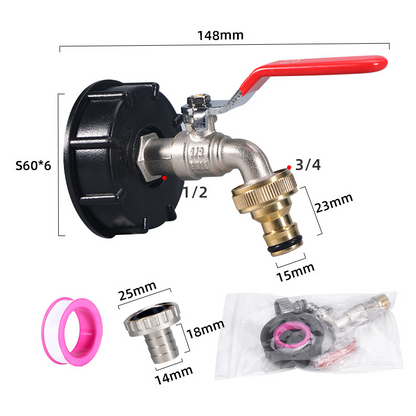 IBC Tank Faucet Brass Quick Connect & Flow Control