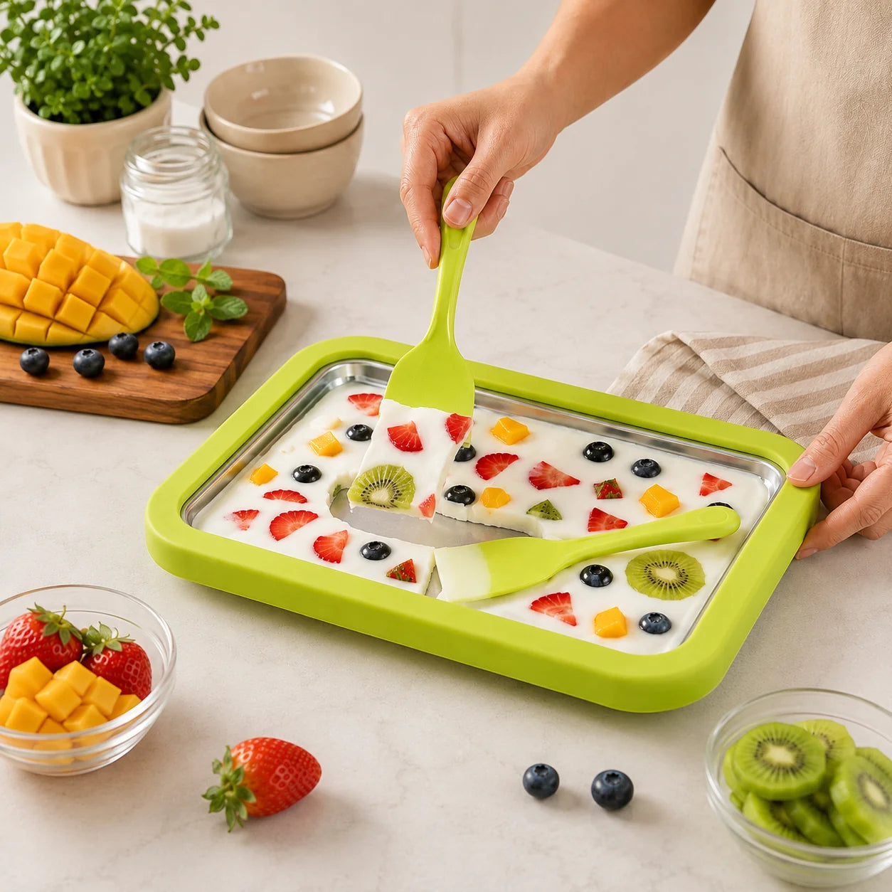 Ice Cream Roll Plate Freezable Stainless Steel No Electricity