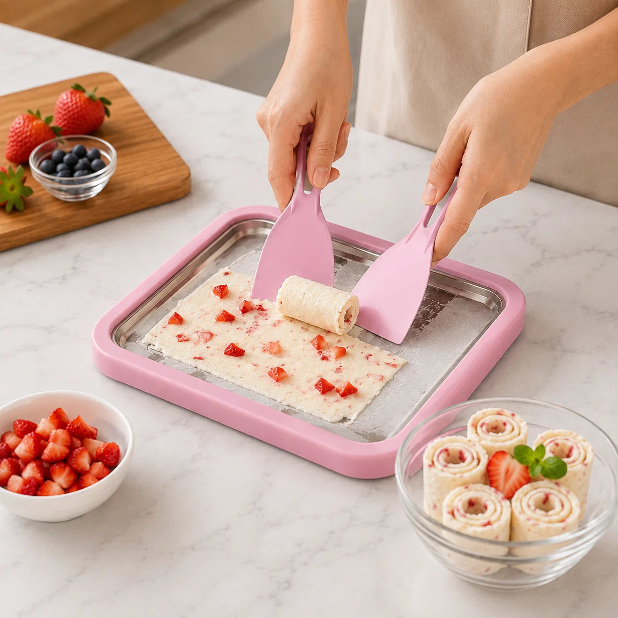 Ice Cream Roll Plate Freezable Stainless Steel No Electricity